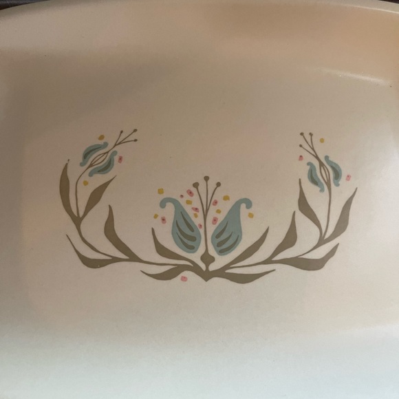 MCM platter blue flowers brown unique MCM style!!! - Picture 2 of 6